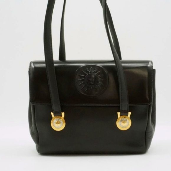 Versace Handbags - GIANNI VERSACE Vintage  Shoulder bag Sunburst Leather Black